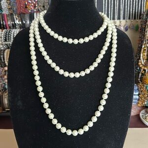 70” Glass pearl necklace
